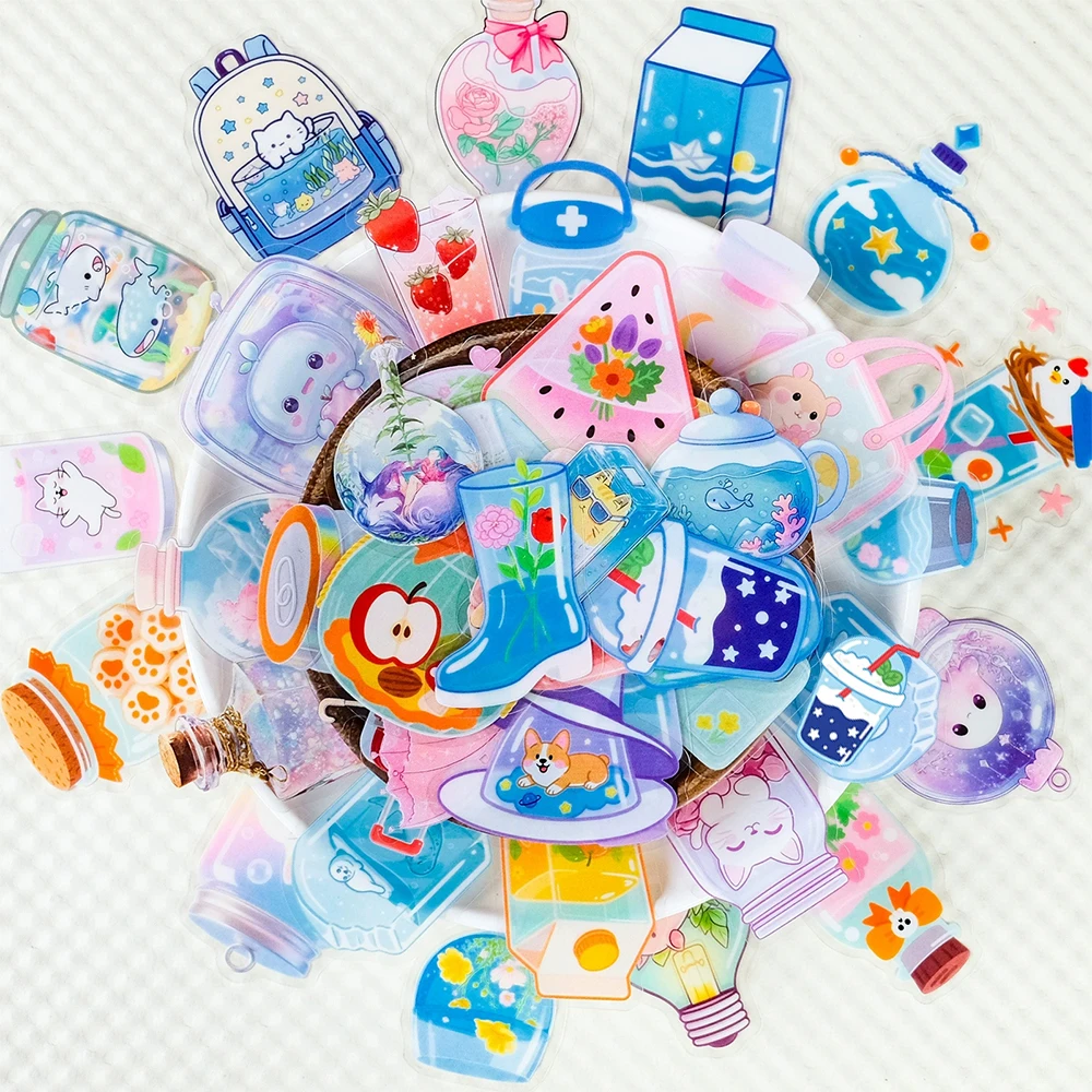

10/30/56pcs INS Cute Drink Bottle Cartoon Aesthetic Stickers for Scrapbook Suitcase Guitar Car Funny Waterproof Graffiti Sticker