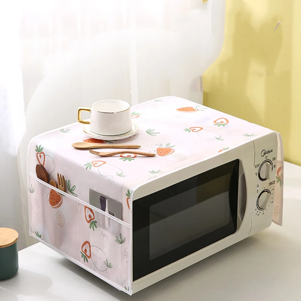 1PC Waterproof Microwave Dust Cover Side Storage Household Print Surface Appliances Oilproof High Quality Microwave Dust Cover
