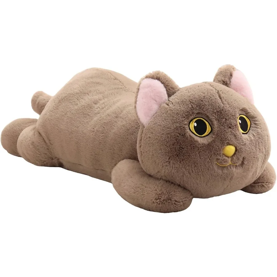

26.4 inch 5 lbs Brown Cat Weighted Plush Animal for Adults Boys Girls Soft Kawaii Stuffed Toy Pillow Cute Plushie Gift Large We
