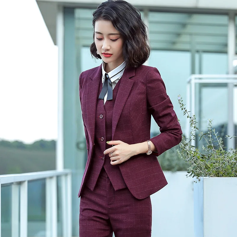 Tute da lavoro da donna formali in tessuto di alta qualità tute da donna pantaloni da ufficio da donna professionali Set di blazer per interviste di