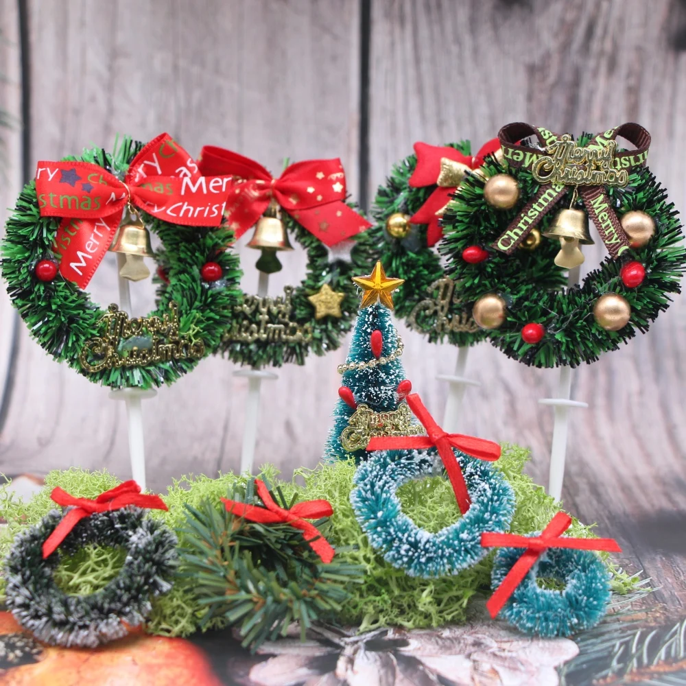 9styles Dollhouse Miniature Christmas Wreath Mini Hanging Xmas Miniature House Wreath For Dollhouse Accessories Decoration