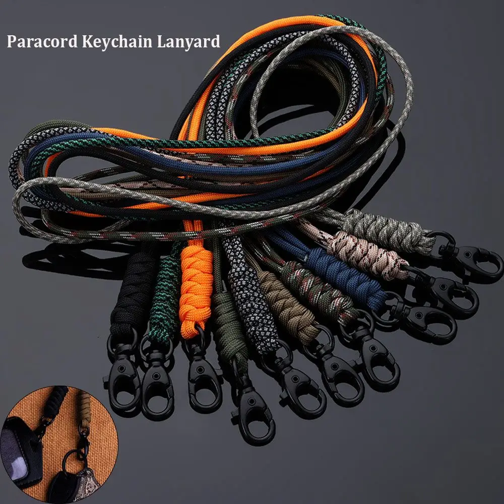 High Quality High Strength Emergency Survival Backpack Paracord Keychain Parachute Cord Key Ring Lanyard Rotatable Buckle