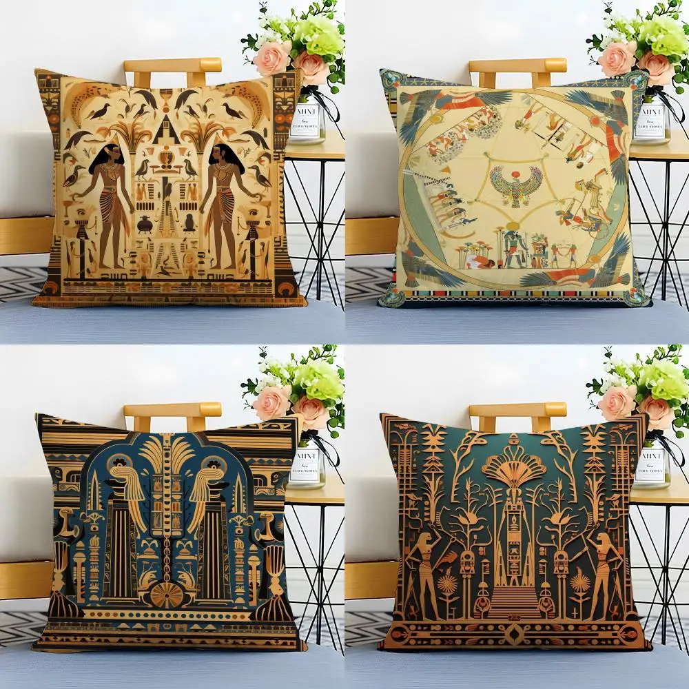 Historical Style Egypt pharaoh Cultural Style Cushion Cover Linen Pillowcase Soft  for Sofa Bed Home Room Decor