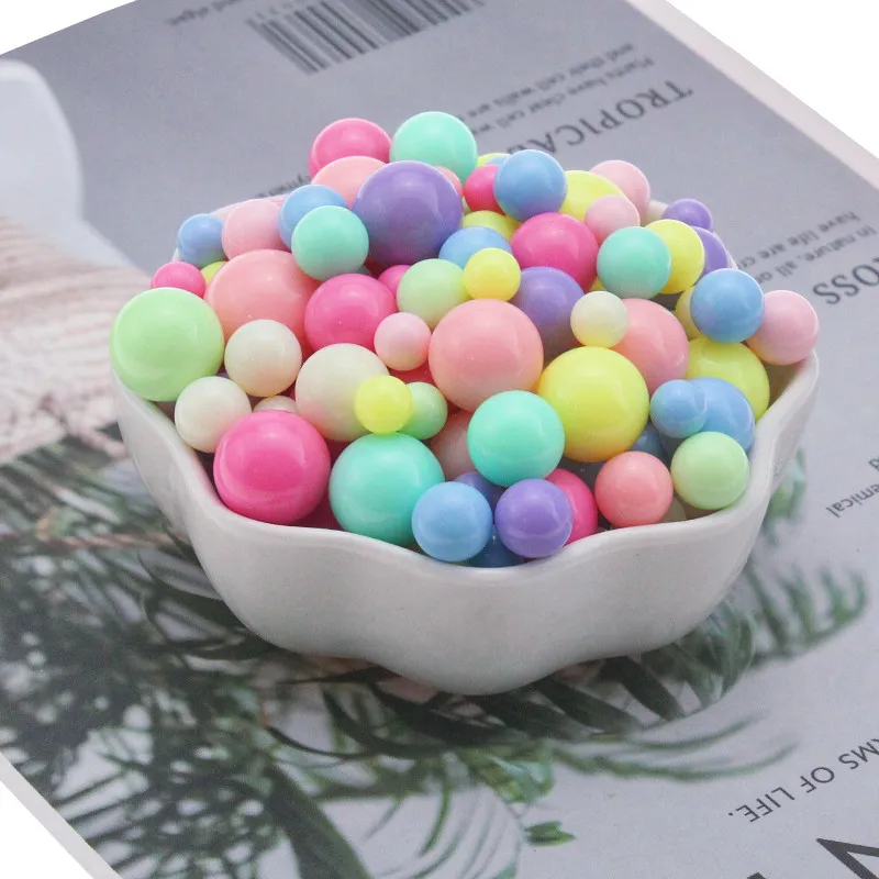 50-300PCS Round Ball 6-14MM Acrylic Plastic Beads Diy Handmade Fashion Jewelry Accessories Children Pet Clothing Loose Beads