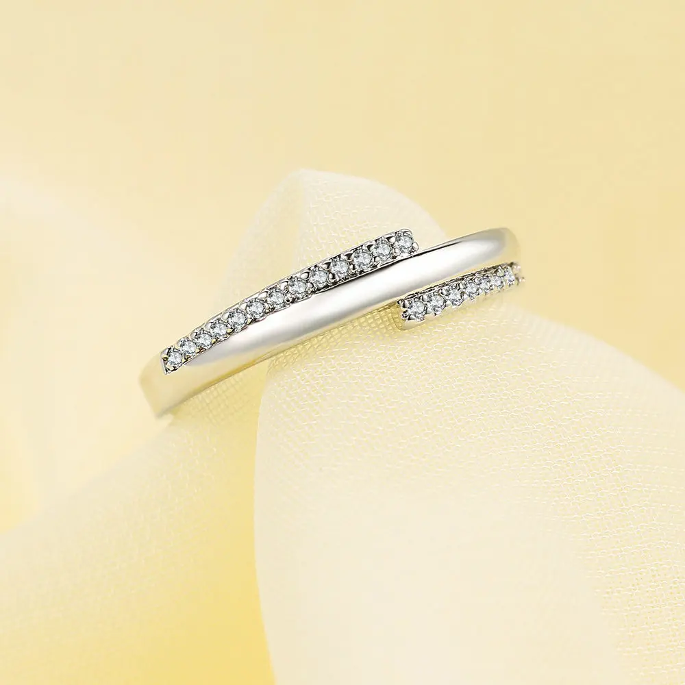 ZHOUYANG Ring For Women Simple Double Row AAA+ Cubic Zirconia White Gold Color Daily Finger Ring  Gift Fashion Jewelry DZR019