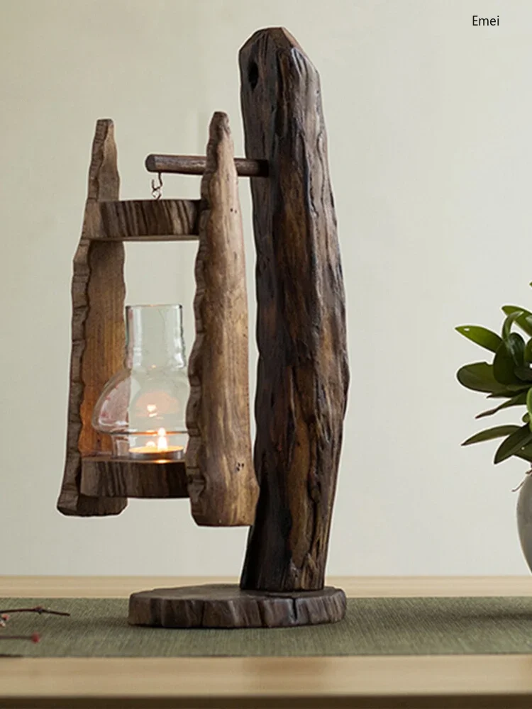 

Деревянная лампа в стиле ретро Юго-Восточной Азии, ветрозащитная китайская настольная лампа, украшения из массива дерева