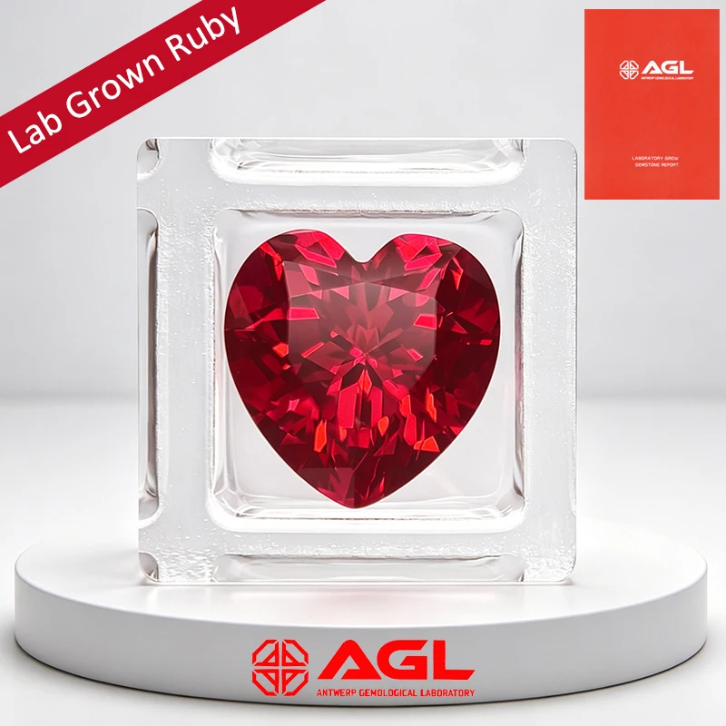 

Lab Grown Ruby Heart Shape Pigeon Blood Red Color Loose Gems Select AGL Certificate Top Quality Stone for Diy Jewelry Making
