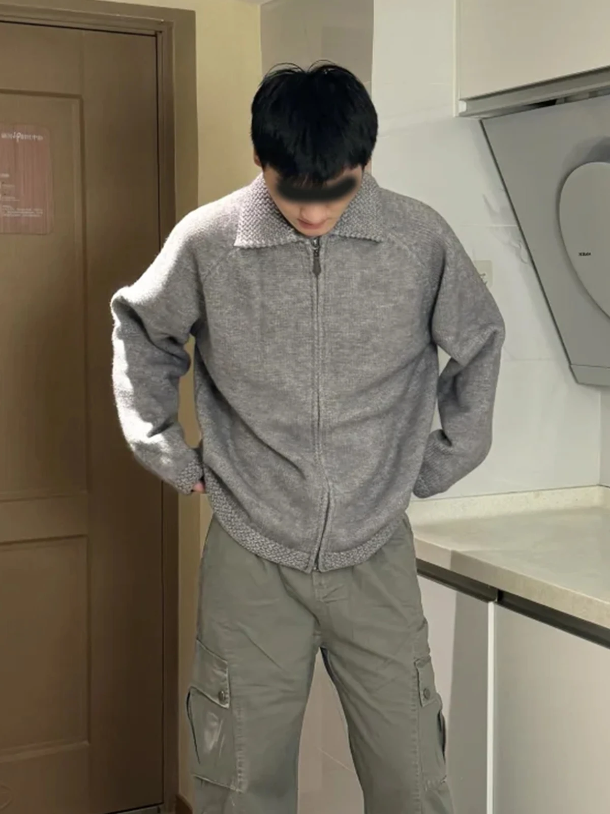 

ay Open Cardigan Sweater Men's Autumn Winter Loose Knitted Flower Pattern Collar Youthful Sle Long Sve Daily Wear