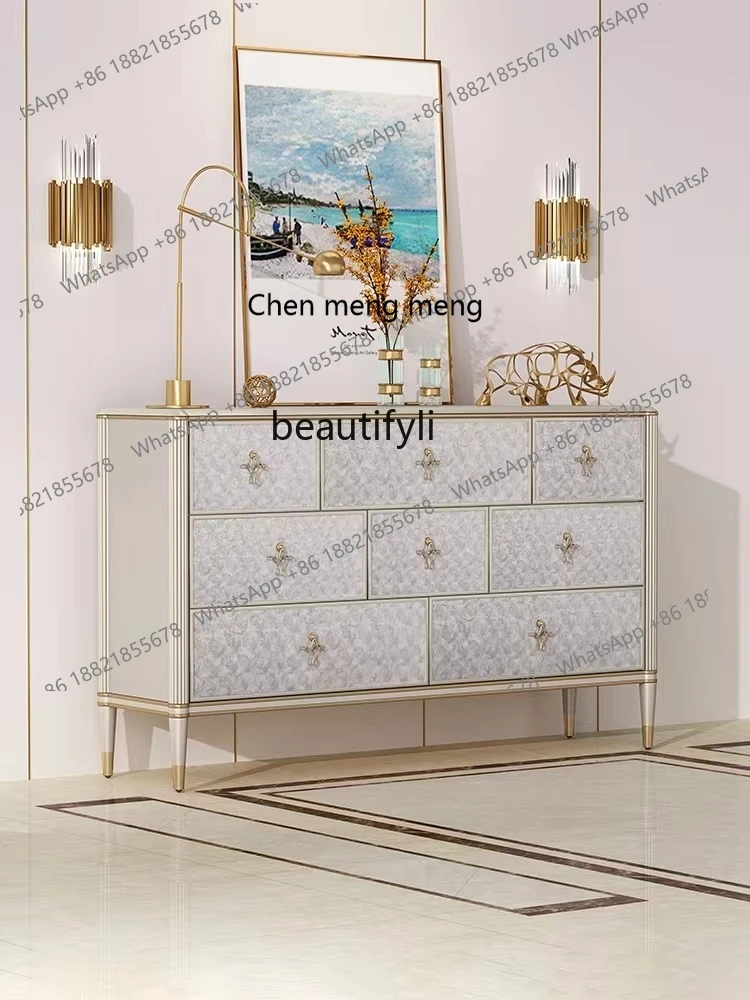 American light luxury solid wood chest cabinet bedroom TV cabinet modern simple living room storage drawer shell storage cabinet