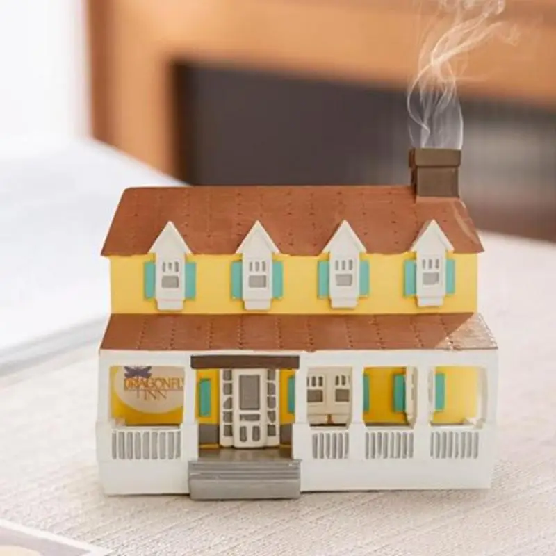 Christmas House Incense Burner Resin Witch House Incense Cone Burner Log Cabin Chimney Incense Holder Holiday Tabletop Decor