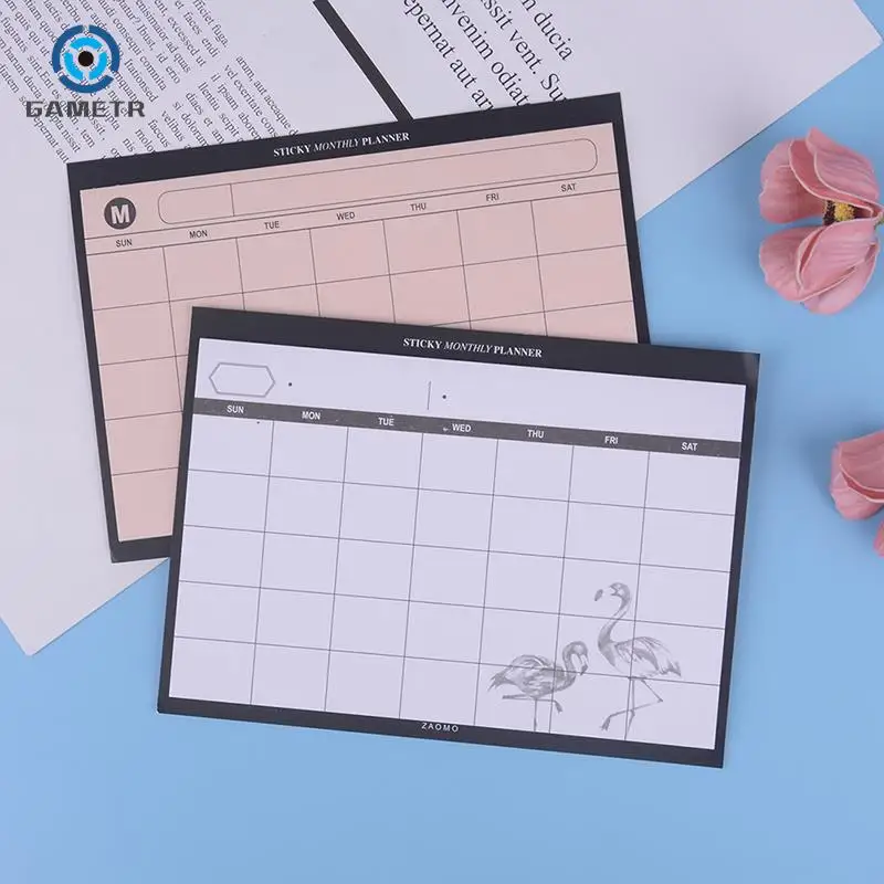 Kawaii Desktop Schedule Planner, Plano Mensal, Material de Escritório, Mini Notebooks, Trabalho, Eficiência Planning, Record, 1Pc