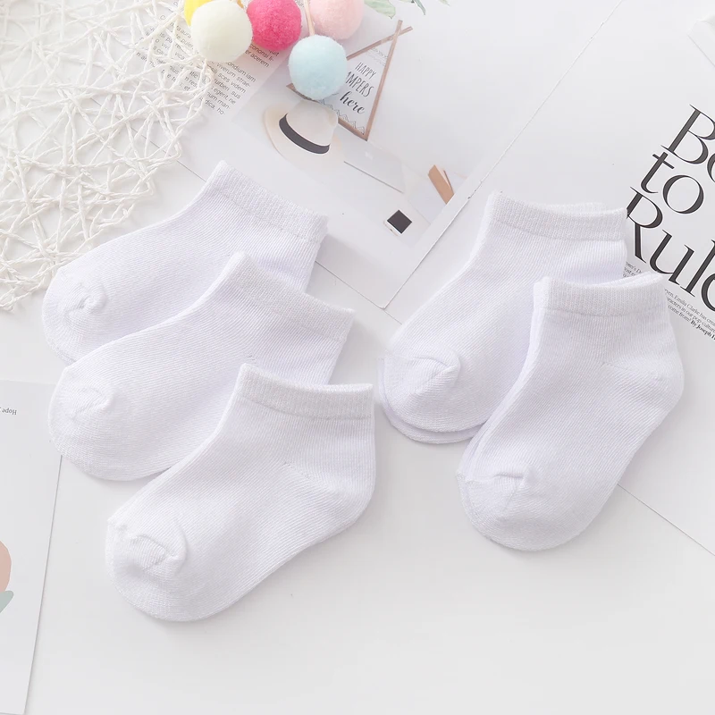 Children's white socks breathable and sweat absorbing cotton socks for boys and girls 1-6 Years