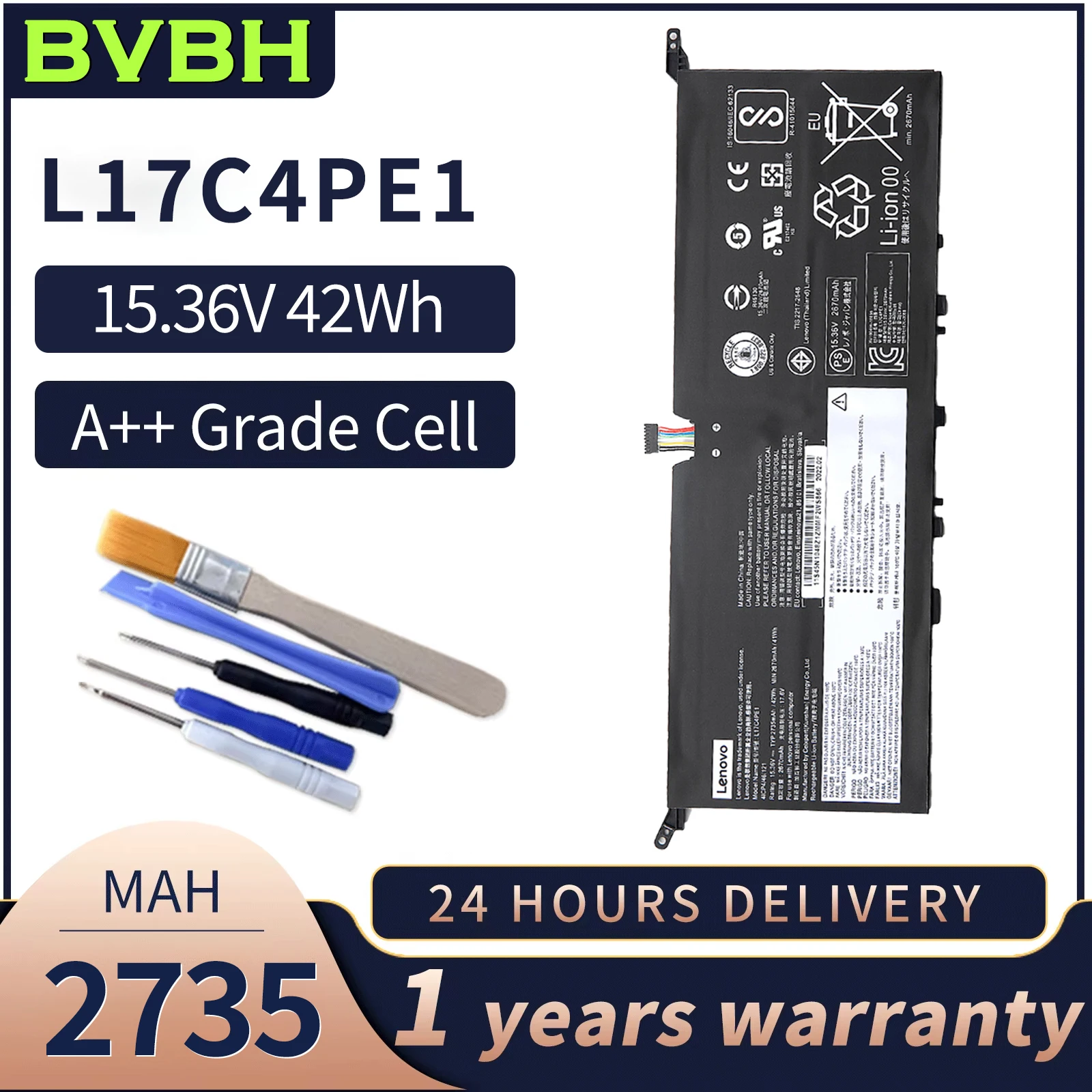 

BVBH L17C4PE1 New Genuine 5B10R32748,928QA232H 42Wh Laptop Battery for Lenovo IdeaPad 730S-13IWL Yoga S730-13IWL etc.