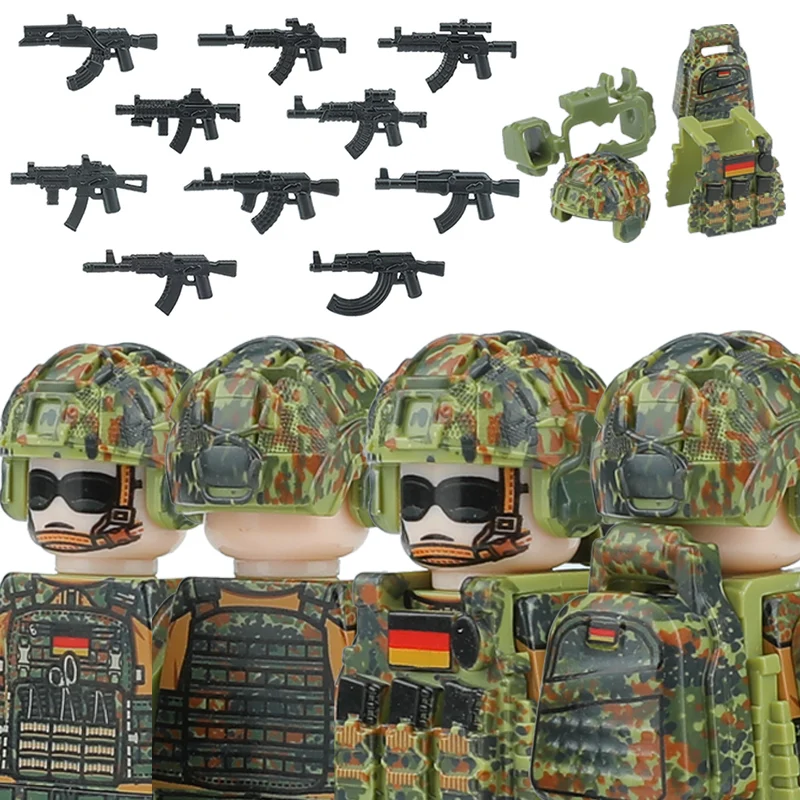 Image of Moderne Spezialeinheiten Deutschland Figuren Bausteine Tarnmuster Angriffsteam Armee Soldat Militärwaffen Spielzeug