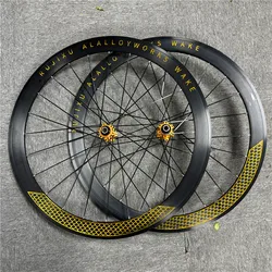 700CRUJIXU Fish scale gold  Road Bike Bicycle  Aolly Aluminum Sealed Bearing Wheelset Flat Spokes   Rims or disc brake wheel