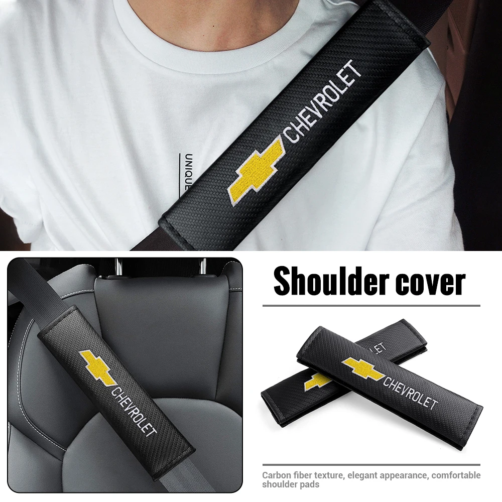 2PCS Car Seat Belt Cover Auto Emblem Shoulder Protector Cushion Pad For Chevrolet Cruze Captiva Sonic Spark Trax Malibu Orlando