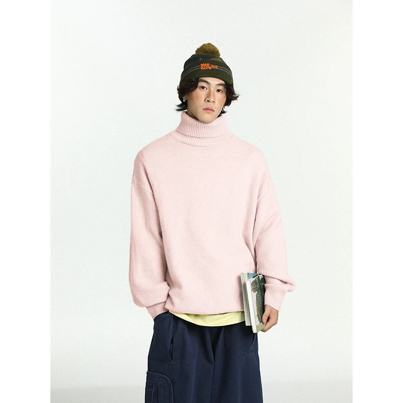 سترة محبوكة سميكة للخريف والشتاء للرجال بياقة عالية، النسخة الكورية العصرية، مشهد غير رسمي، بلوفرات مادة أخرى