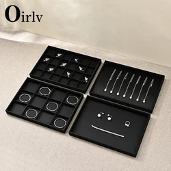 Oirlv Premium Black Silk Multifunction Jewelry Tray Jewelry Drawer Organizer Trays Rings Earrings Storage Display Props