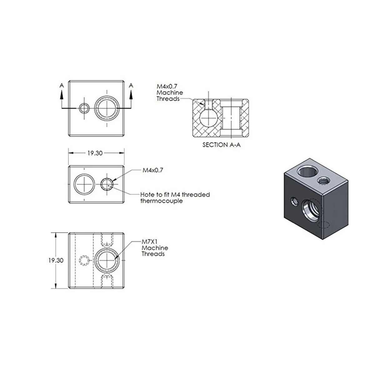 

Extruder Set 3D Printer Hot End Extruder Kit M7 Nozzle Heater Block Tube Replacement Part 3D Printing Accessory