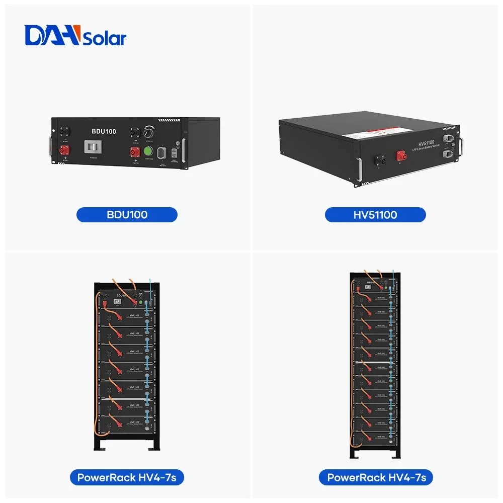 Energy Storage Battery 100Ah 200Ah 48V 51.2V HV4 Rack System Lifepo4 Solar Batteries up to 15 Units in Series