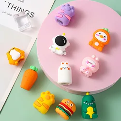 Taille-crayon en silicone pour écoliers, chat de dessin animé Kawaii, coupe-crayon manuel, jouets cadeaux, fournitures de bureau, papeterie coréenne