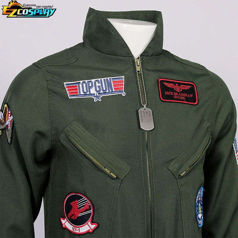 ชุดนักบินรบสำหรับเด็กผู้ใหญ่ชุดจั๊มสูทนักบินกองทัพอากาศพร้อมอุปกรณ์เสริมนักบินทหารกองทัพสีเขียว