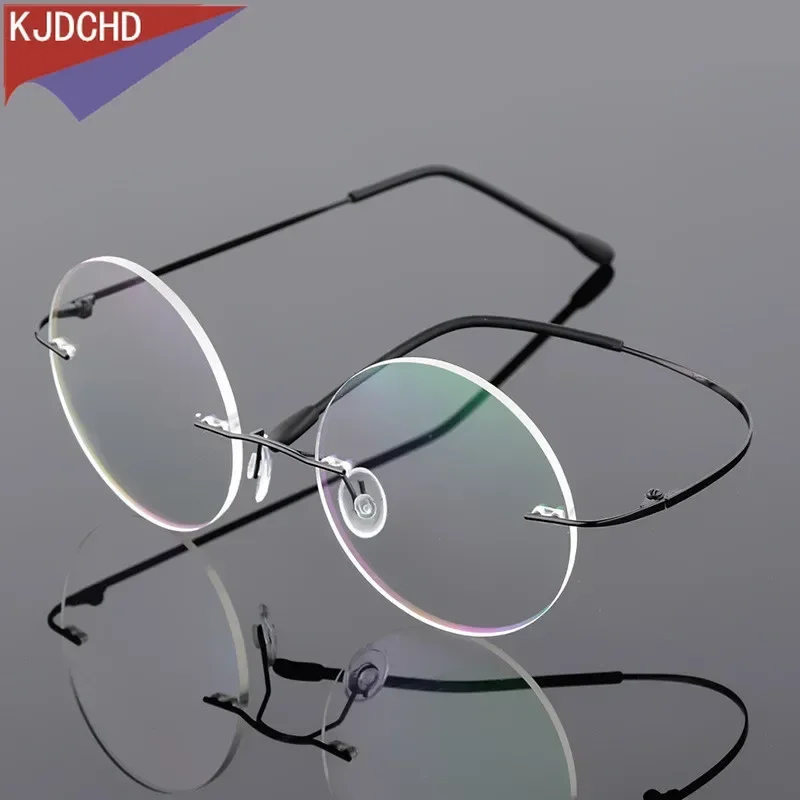 

2024 Brand Female Frame Eyeglasses Frame Round Goggles New Fashion Frame for Women Men Prescription Metal Rimless Glasses