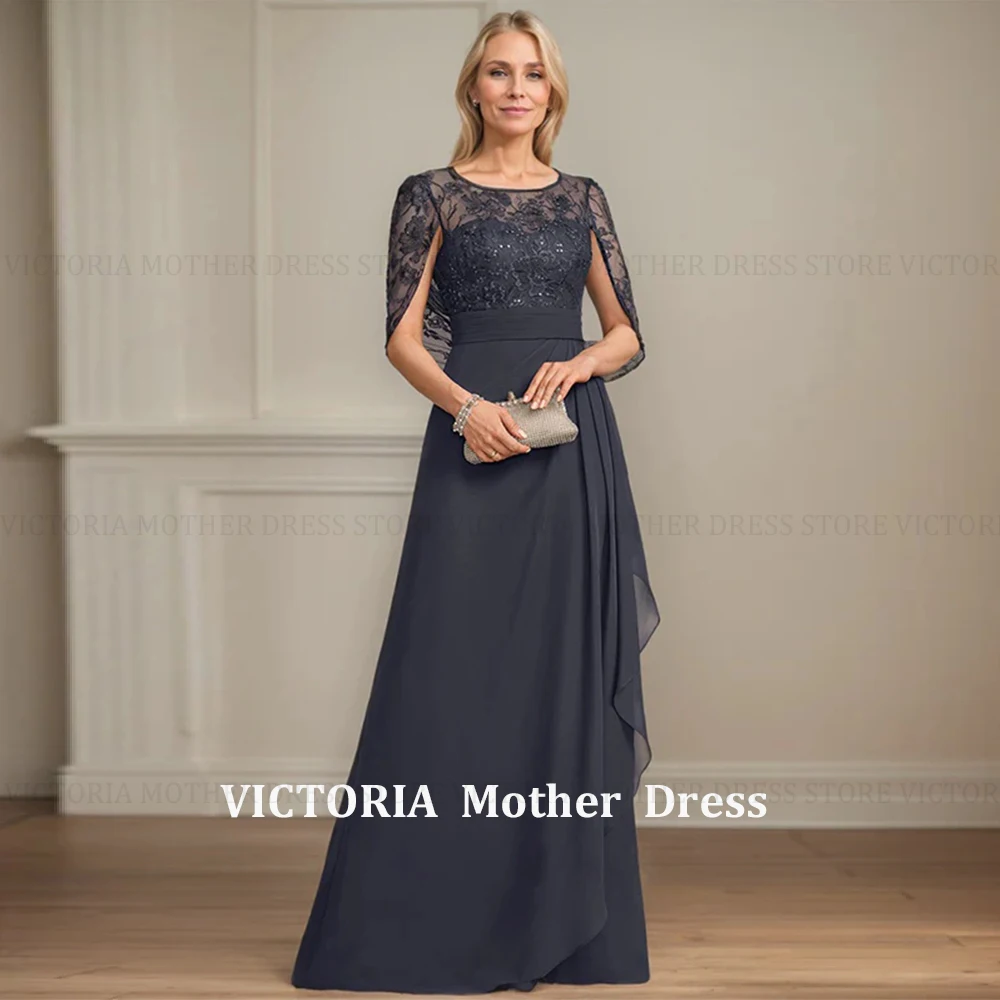 

VICTORIA Exquisite Customized Mother of the Bride/Groom Dress 2025 A-Line Scoop Chiffon Long Wedding Guest Gowns Ruffles Sequins
