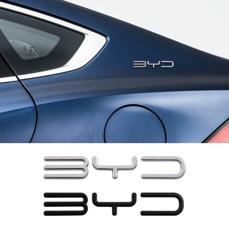 BYD 3D Metal Car Badge Letters Emblem Rear Trunk Sticker for BYD Atto 3 Shark 6 Seal Dolphin Sealion Song Plus Dolphin Surf