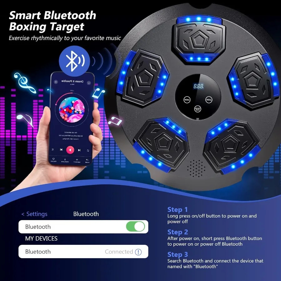 Interactive Music Boxing Machine Workout Equipment with Integrated Boxing Gloves Bluetooth Smart Punching Arcade Machine for Ho