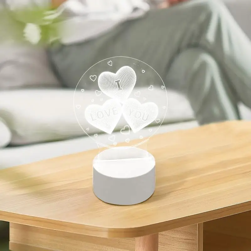 Heart Acrylic Bedside Lamp Clear Bedside Table Night Light Non-slip Base Romantic Night Lamp For Dormitory Desktop Kid Room