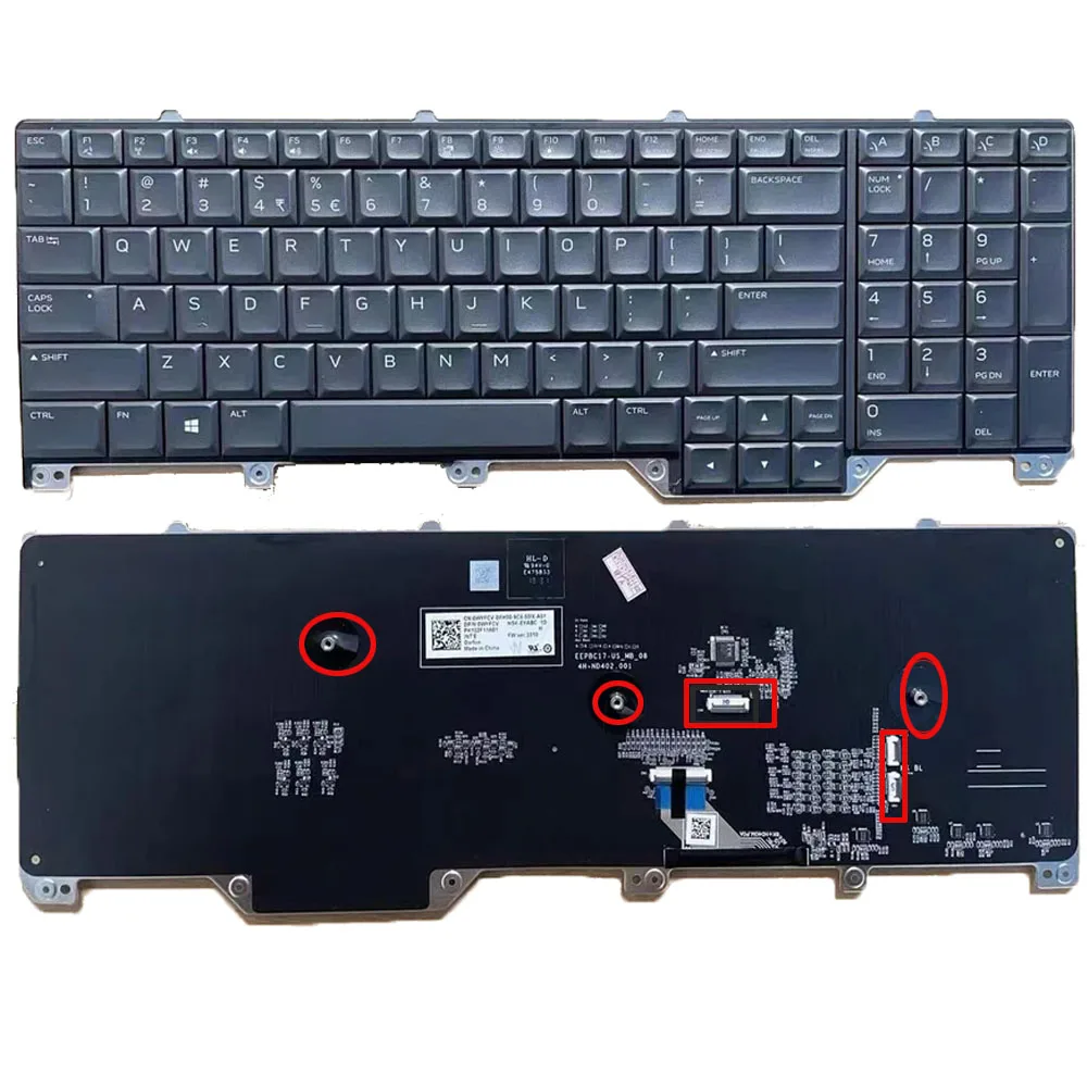 

US RGB клавиатура с подсветкой для ноутбука DELL Alienware 17 R5 M15 M17 R2 ALWA51M AREA-51m A51M P38E 2019