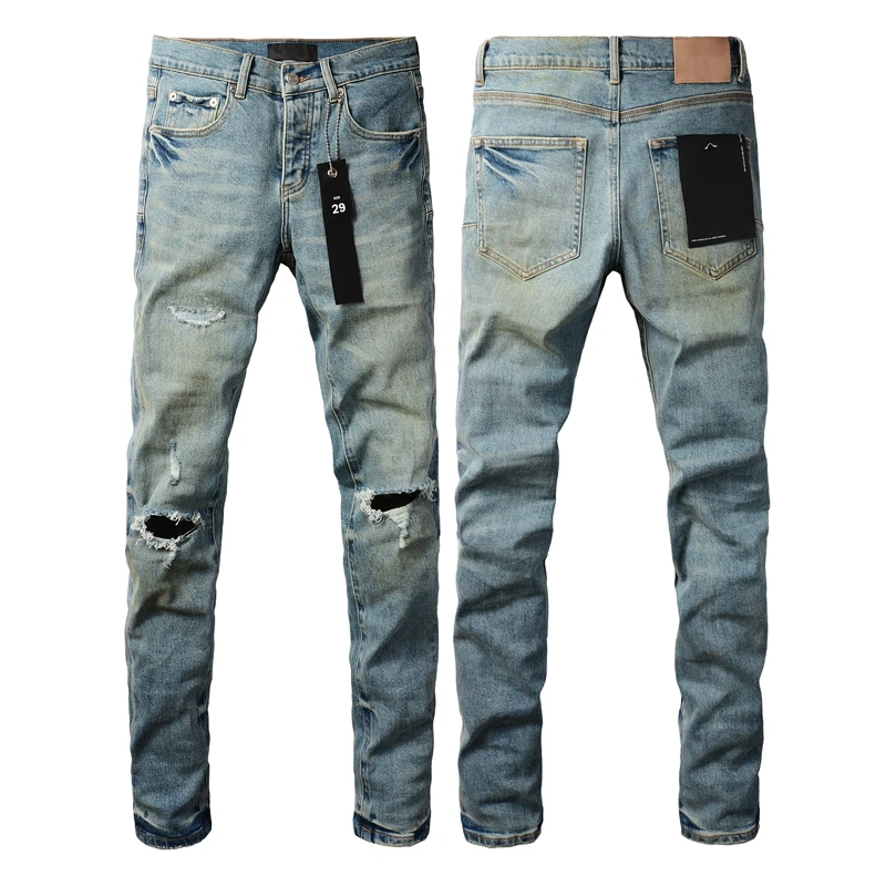 2024 purple Jeans uomo denim pantaloni distressed slim fit paint Fashion brand Repair pantaloni Skinny in Denim a vita bassa