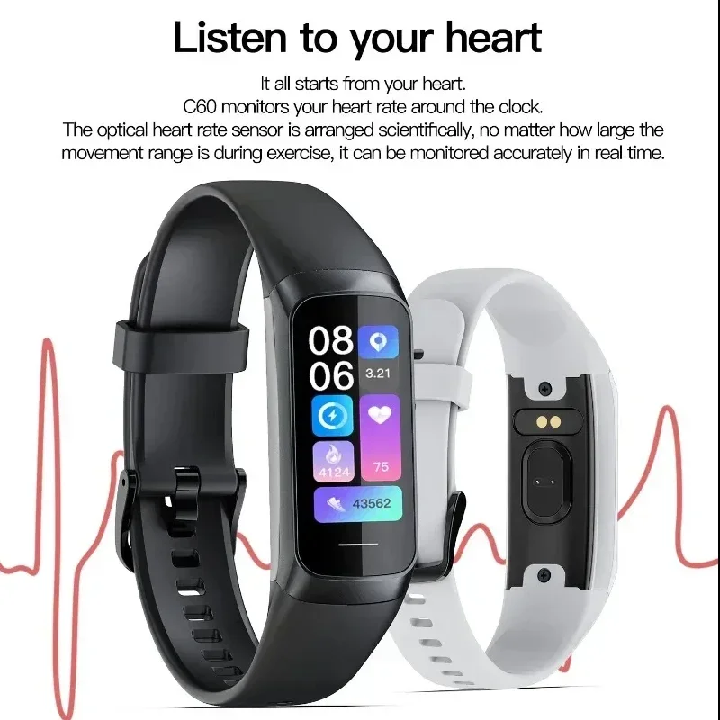 Reloj inteligente Amoled con pantalla a Color para hombre, banda inteligente con ritmo cardíaco y oxígeno en sangre, pulsera inteligente para mujer, rastreador de actividad/deporte