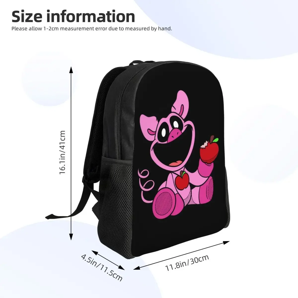 Custom Pink Smiling Big Mouth Piggy Critters Backpacks Women Men Fashion Bookbag for College School Scarry Animated Game Bags