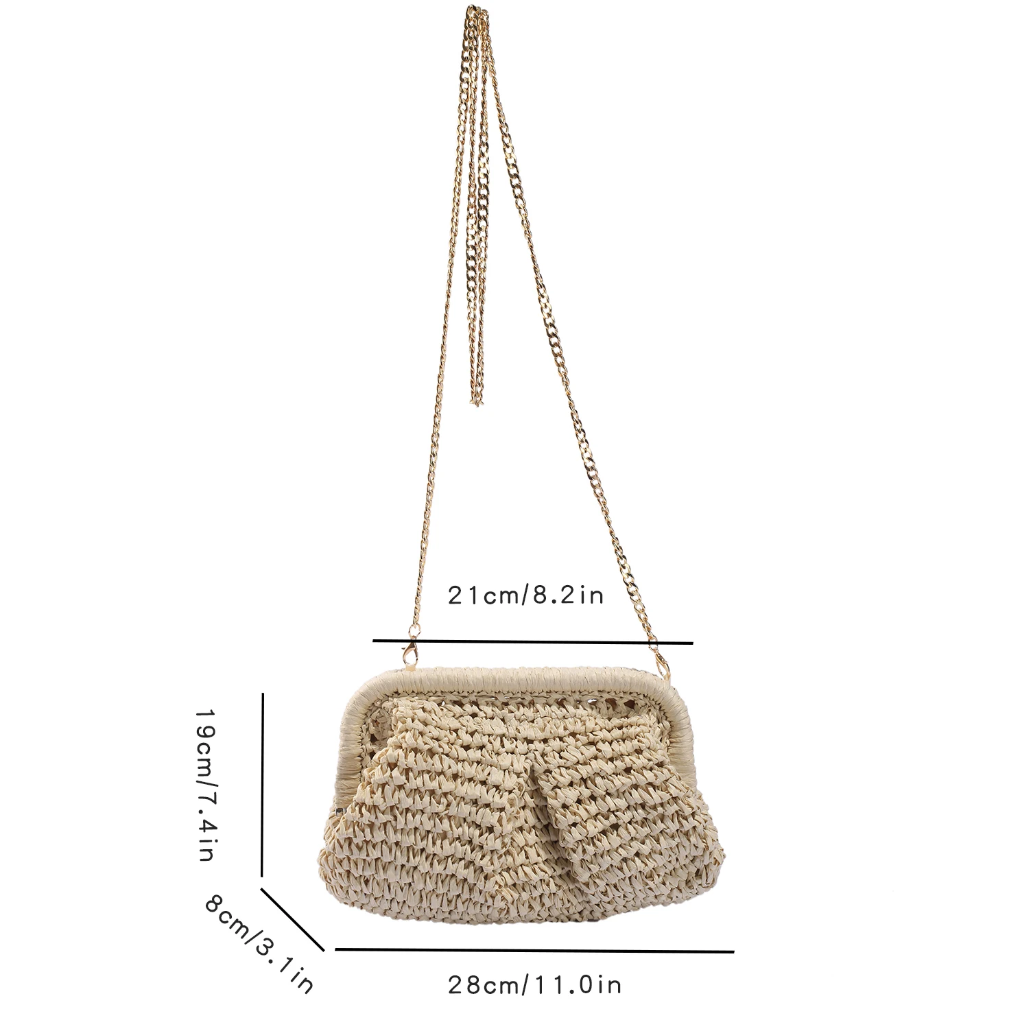 2023 Fashion Straw Bag Luxury Designer Handbags Brand Women Day Clutch Bag Summer Handmade Bag Lady Chain Shoulder Crossbody Bag