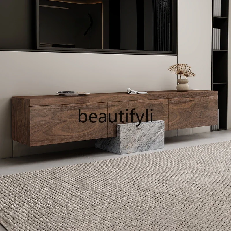 Walnut TV cabinet living room simple modern medieval marble designer creative furniture