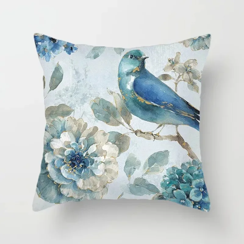 Oil painting flower ginkgo leaf print cushion cover living room sofa cushion cover home bedroom room decoration pillow cover