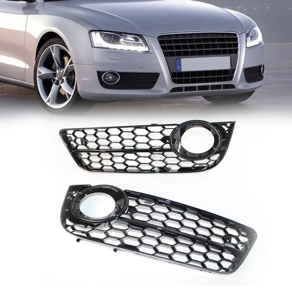 Front Bumper Honeycomb Mesh Grill Fog Light Cover for Audi A5 Coupe/Sportback