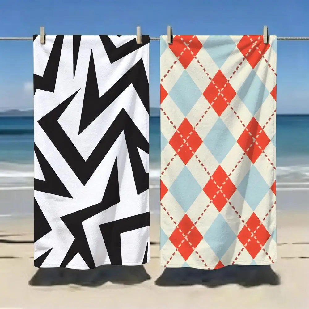 Modern Diamond Seamless Pattern Towel Microfiber soft Beach Towel for Travel Fitness Sauna Bathing Camping