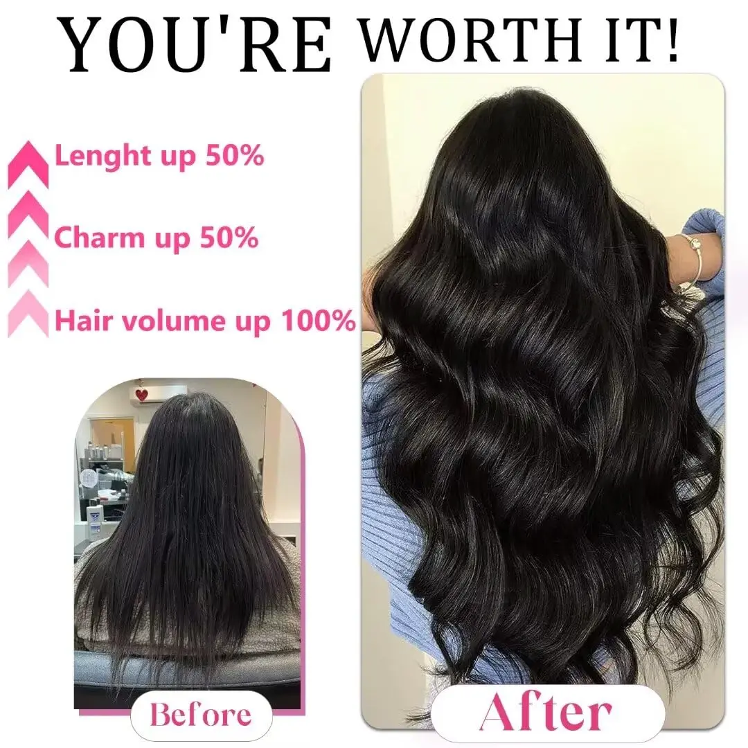 Clipe reto em extensões de cabelo para mulheres, cabeça cheia, virgem remy brasileira, 100% cabelo humano, cor preta natural, 120 g/set