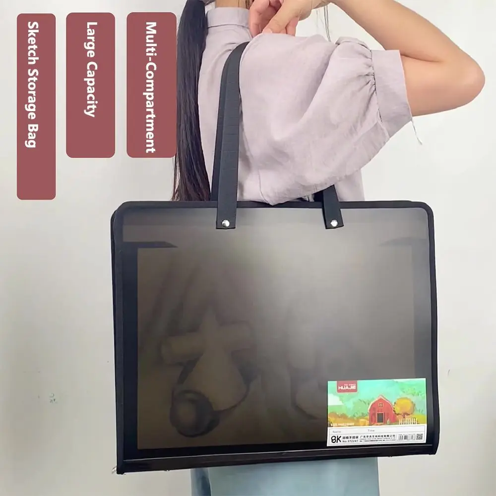 Plastic schets opbergtas Drie lagen draagbare portfolio-organizer 8K documentopslag Boekje Documentorganisatie