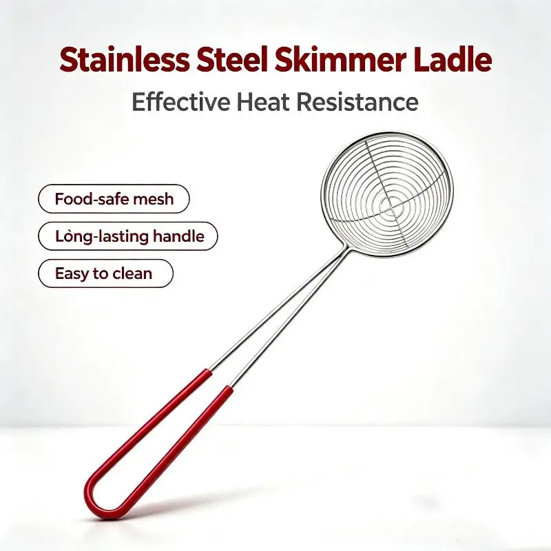 Suitable For Scooping Tapioca Pearls And Toppings With Red Handle 27cm Long 6.5cm Diameter High-quality Durable Stainless Steel