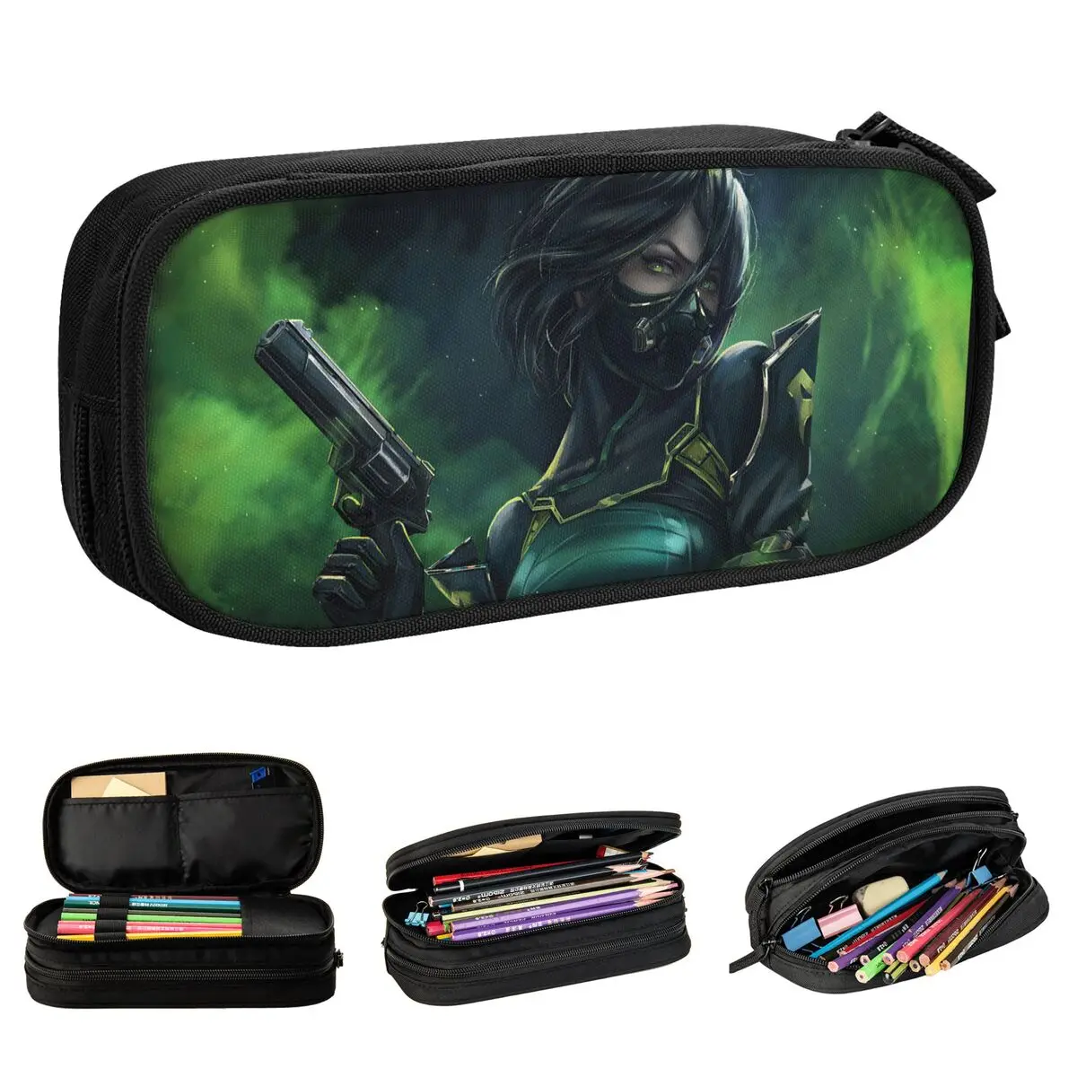 

Valorant Shooting Game Pencil Cases Computer Pencilcases Pen Box for Student Big Capacity Pencil Bags School Supplies Gifts