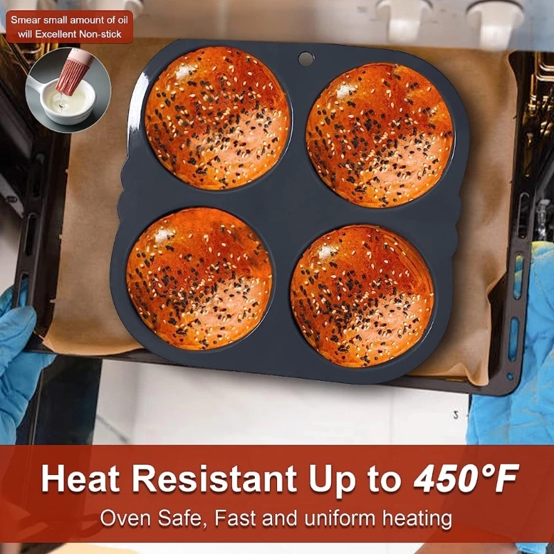 Thực Phẩm Chuyên Nghiệp Cao Cấp Hamburger Bun Pan Silicone Hamburger Bun Khuôn Mẫu Hoàn Hảo Cho Tay Làm Bánh Và Thức Ăn Nhanh