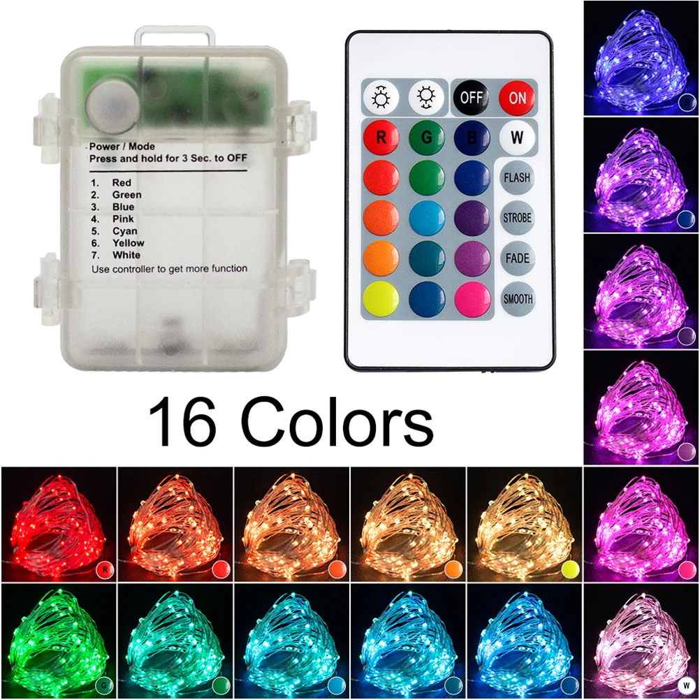 

Operated Led String Lights Remote 16 Colors Decorative Lights For Party Wedding Garden Event