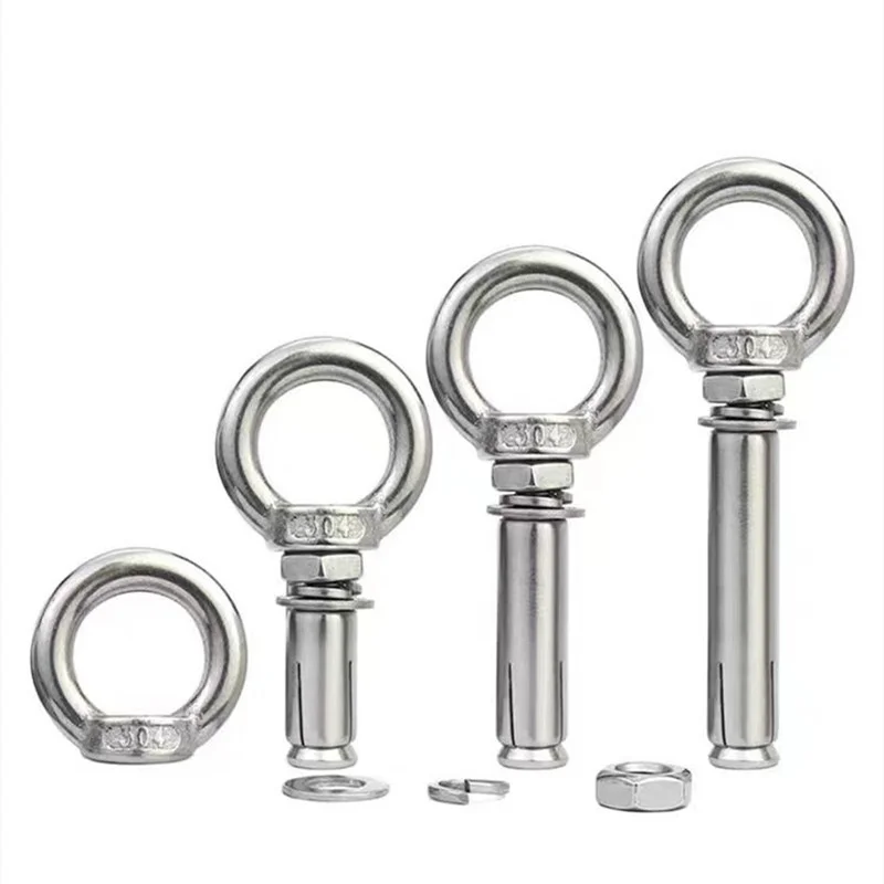1PCS 304 Stainless Steel Expansion Screw M6 M8 M10 M12 With Loop Hook And Loop Extension Universal Lifting ring Expansion Bolt