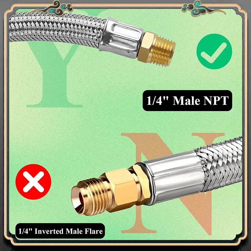 

2 Pack 15 Inch RV Propane Hose With Gauge For 5-40Lb Tanks - Stainless Braided Propane Hose Quick Connect