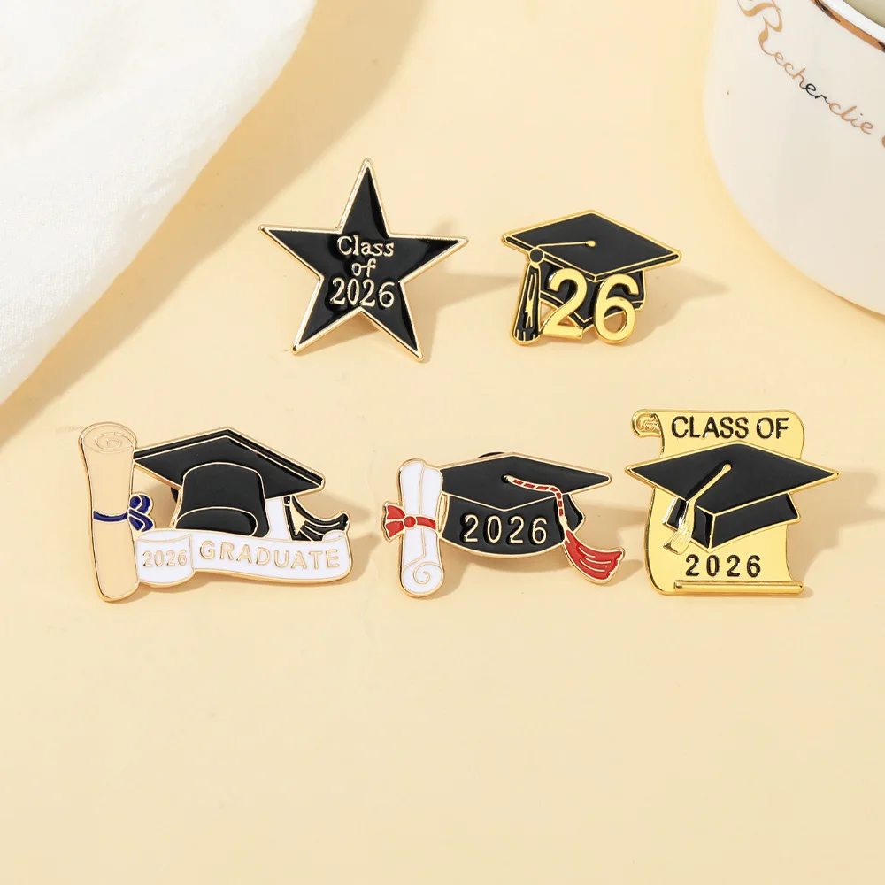 Metal Baking Paint Brooch Graduation Season Souvenir Texture Jewelry Brooch Multifunctional Decoration Backpack Hat Clothing