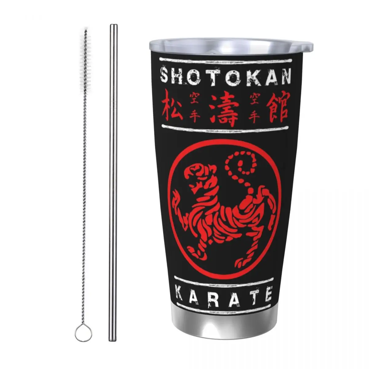 Shotokan Karate White Text Stainless Steel Tumbler Vacuum Insulated Mugs Thermal Cold Cup Straw With Lid 20oz